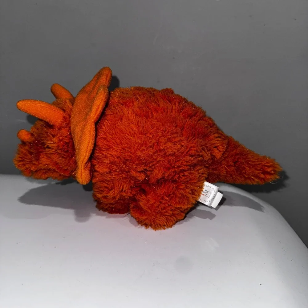 Manhattan Toy Orange‎ Plush Triceratops Dinosaur Stuffed Animal Toy 316732LJ